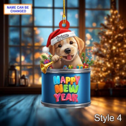 Custom Name Happy New Year Dog Personalized Ornament – Christmas Tree Hanging Decor - Image 6