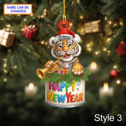 Custom Name Happy New Year Tiger Personalized Ornament – Christmas Tree Hanging Acrylic Decor - Image 5
