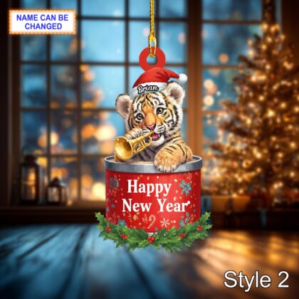 Custom Name Happy New Year Tiger Personalized Ornament – Christmas Tree Hanging Acrylic Decor - Image 4