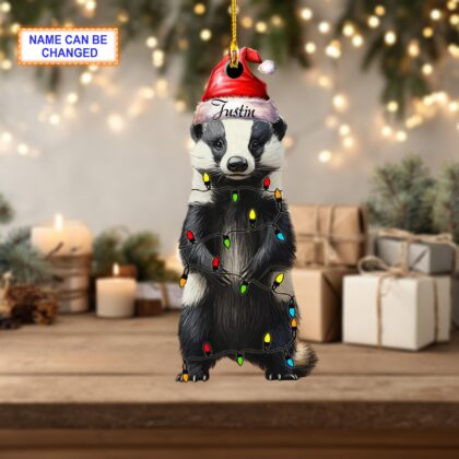 Custom Name Honey Badger Personalized Ornament – Christmas Tree Hanging Decor - Image 4