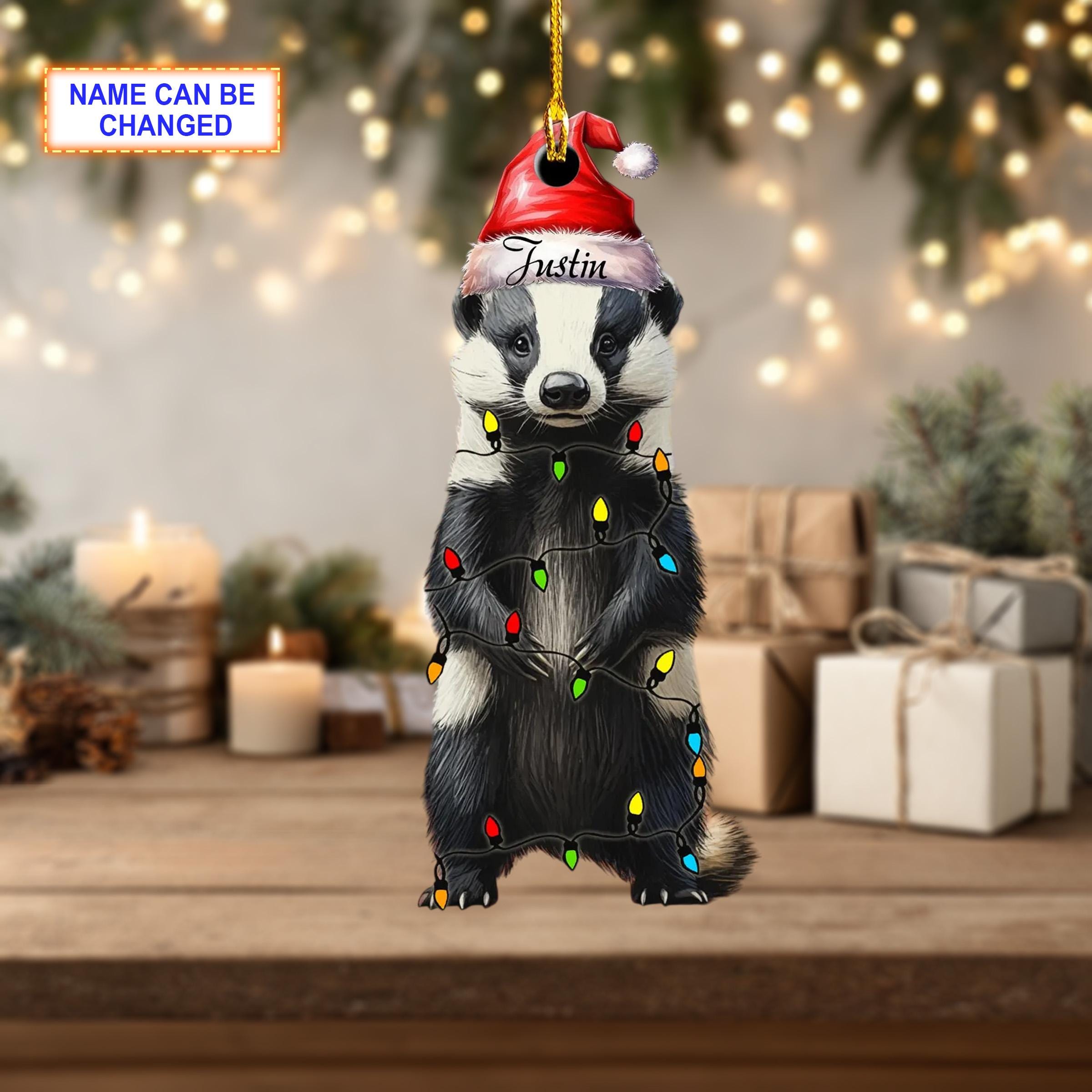 Custom Name Honey Badger Personalized Ornament – Christmas Tree Hanging Decor - Image 4