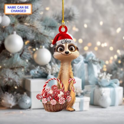 Alternative view of Custom Name Meerkat Smile Christmas Candy Personalized Ornament