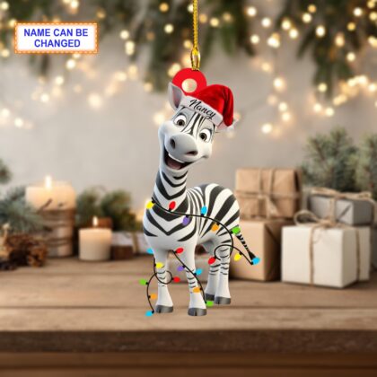 Custom Name Cute Zebra Smile Personalized Ornament – Christmas Tree Hanging Decor - Image 4