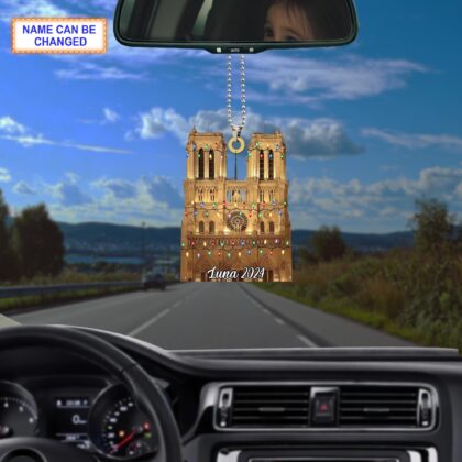 Custom Name Notre-Dame Cathedral With Christmas Lights Personalized Ornament - Image 4