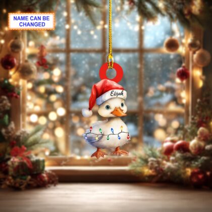 Custom Name Cute Duck Xmas Personalized Ornament – Christmas Tree Hanging Decor - Image 4