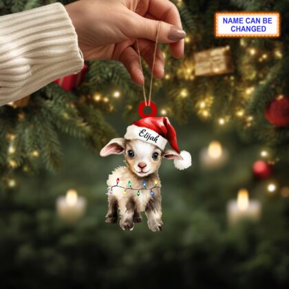Alternative view of Custom Name Cute Goat Xmas Personalized Ornament – Christmas Tree Hanging Decor