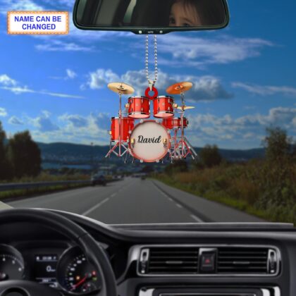 Custom Name Red Drum Set Christmas Ornament – Christmas Tree Hanging Decor - Image 3