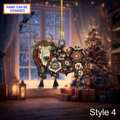 Custom Name Scandinavian Style Musk Ox Personalized Ornament - Image 4