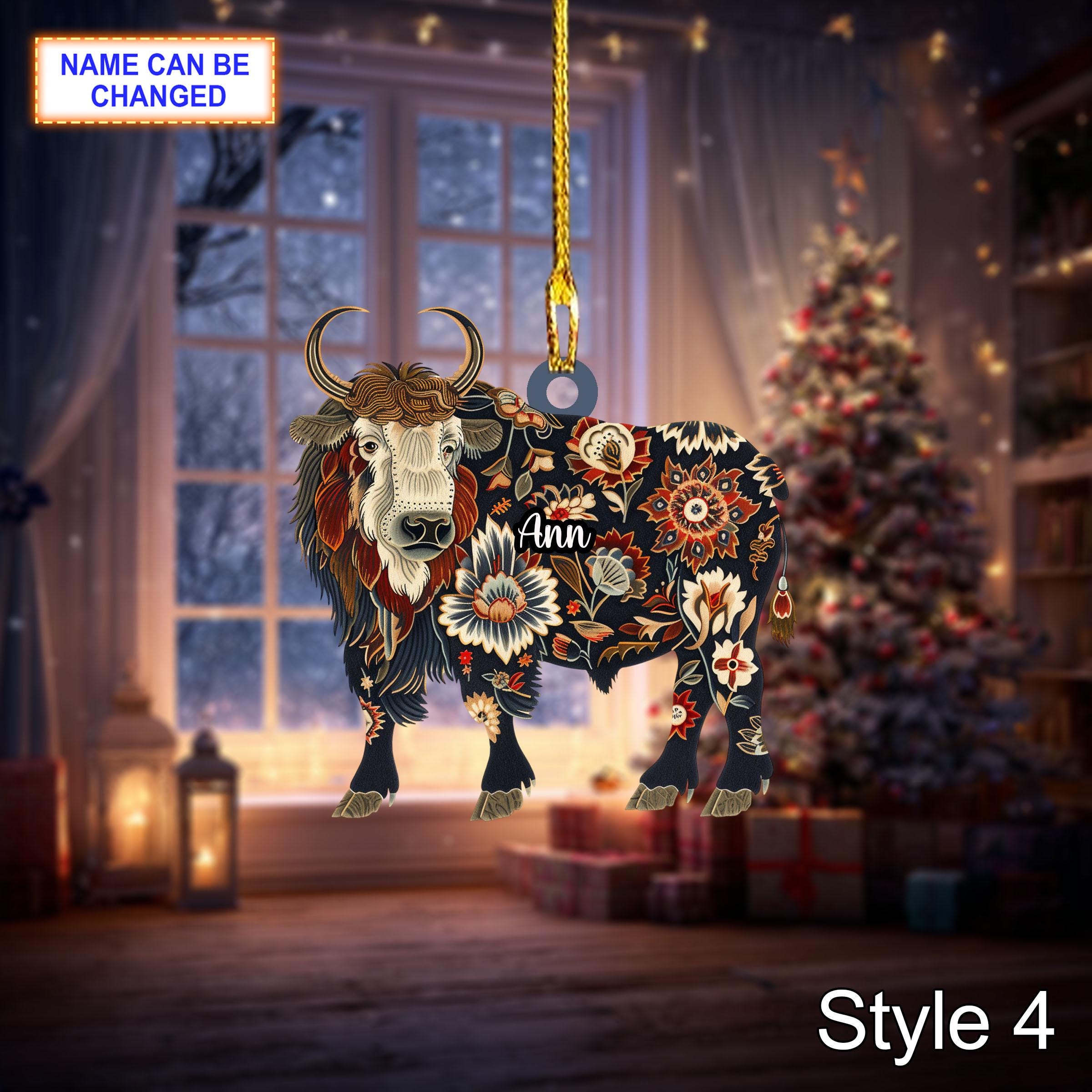 Custom Name Scandinavian Style Musk Ox Personalized Ornament - Image 4