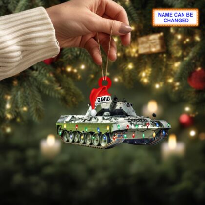 Alternative view of Custom Name Tank Xmas Personalized Ornament – Christmas Tree Hanging Decor