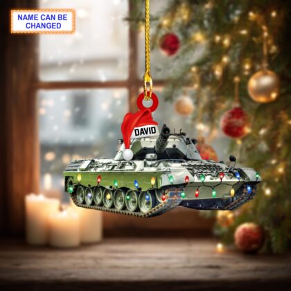 Custom Name Tank Xmas Personalized Ornament – Christmas Tree Hanging Decor - Image 3