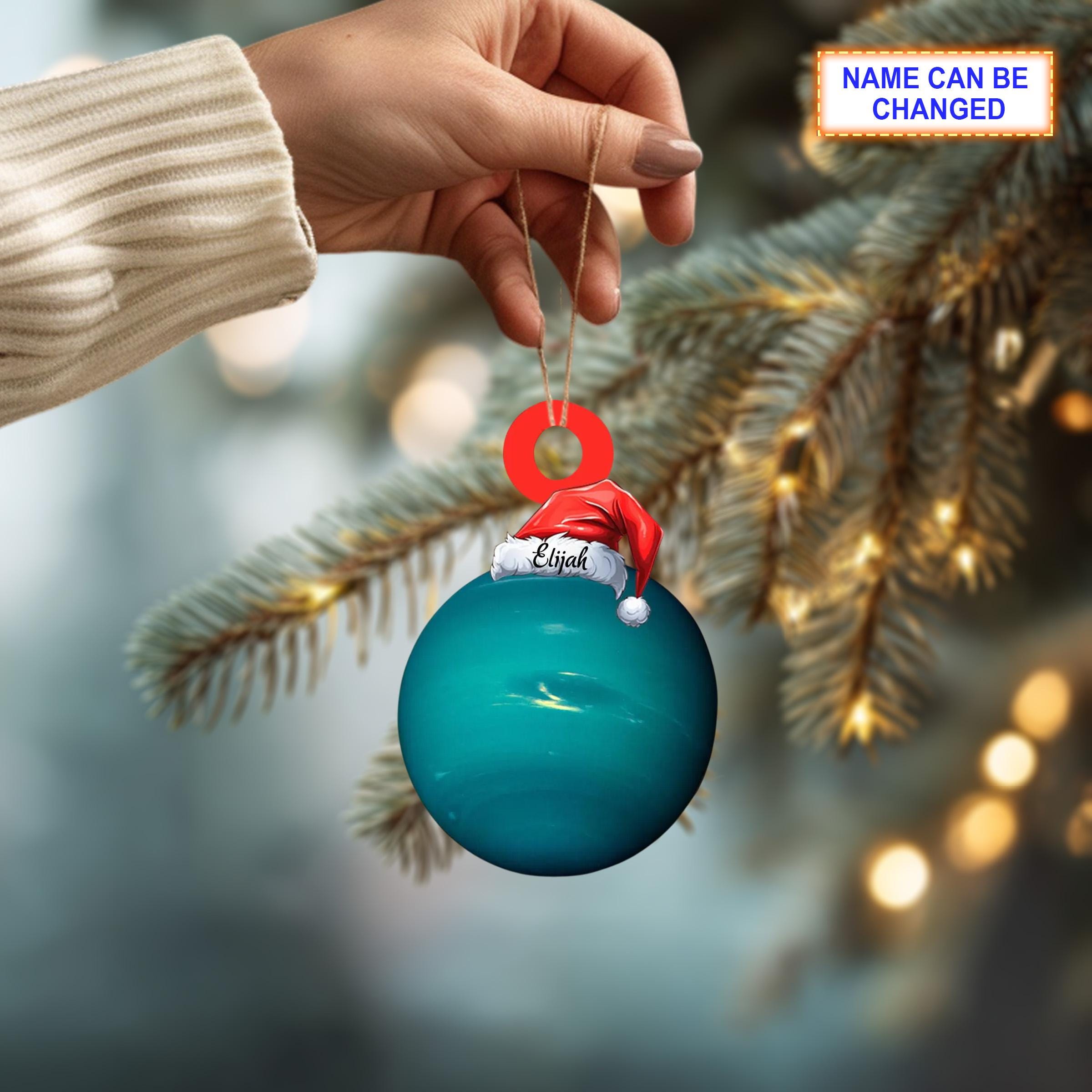 Custom Name Uranus With Santa Hat Personalized Ornament - Image 3