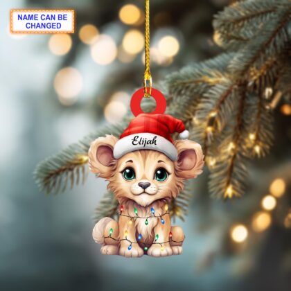 Alternative view of Custom Name Cute Lion Xmas Personalized Ornament – Christmas Tree Hanging Decor