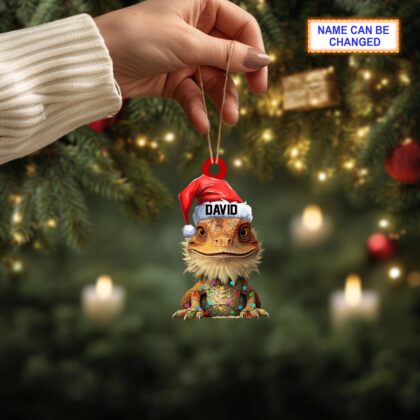 Custom Name Bearded Dragon Christmas Ornament – Christmas Tree Hanging Decor - Image 4