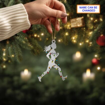 Custom Name Runner Girl Personalized Ornament – Christmas Tree Hanging Decor - Image 3