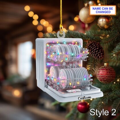 Personalized Dishwasher Christmas Ornament – Funny Xmas Tree Hanging Decor - Image 3
