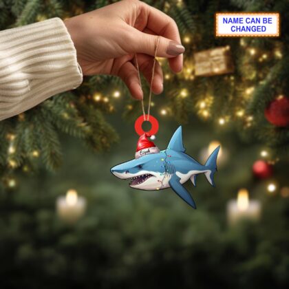 Custom Name Shark Personalized Ornament – Christmas Tree Hanging Decor - Image 3