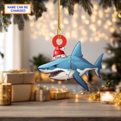 Alternative view of Custom Name Shark Personalized Ornament – Christmas Tree Hanging Decor