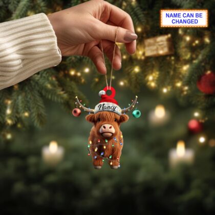 Custom Name Cute Bison Personalized Ornament – Christmas Tree Hanging Decor - Image 4