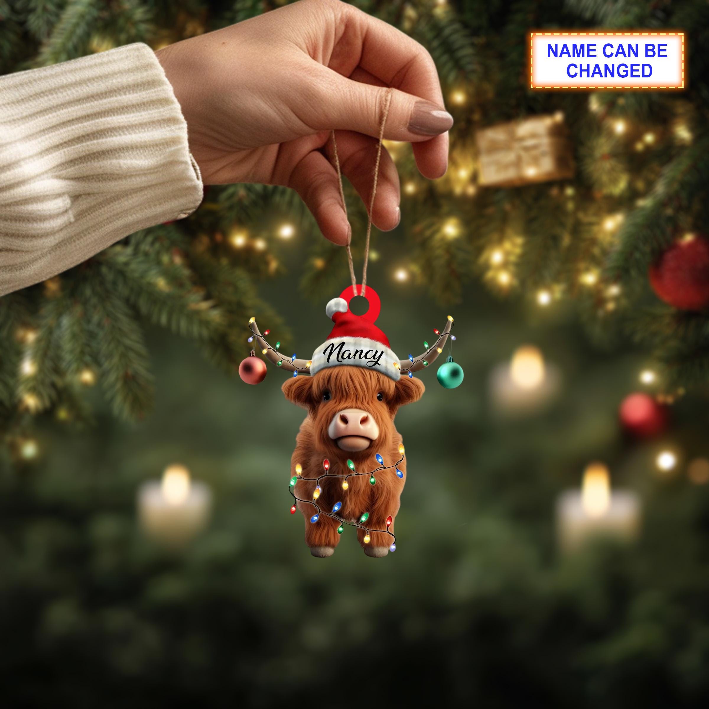 Custom Name Cute Bison Personalized Ornament – Christmas Tree Hanging Decor - Image 4
