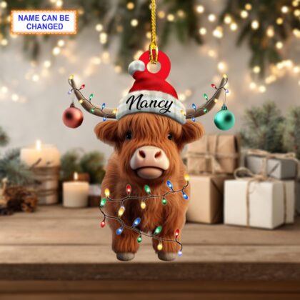 Alternative view of Custom Name Cute Bison Personalized Ornament – Christmas Tree Hanging Decor