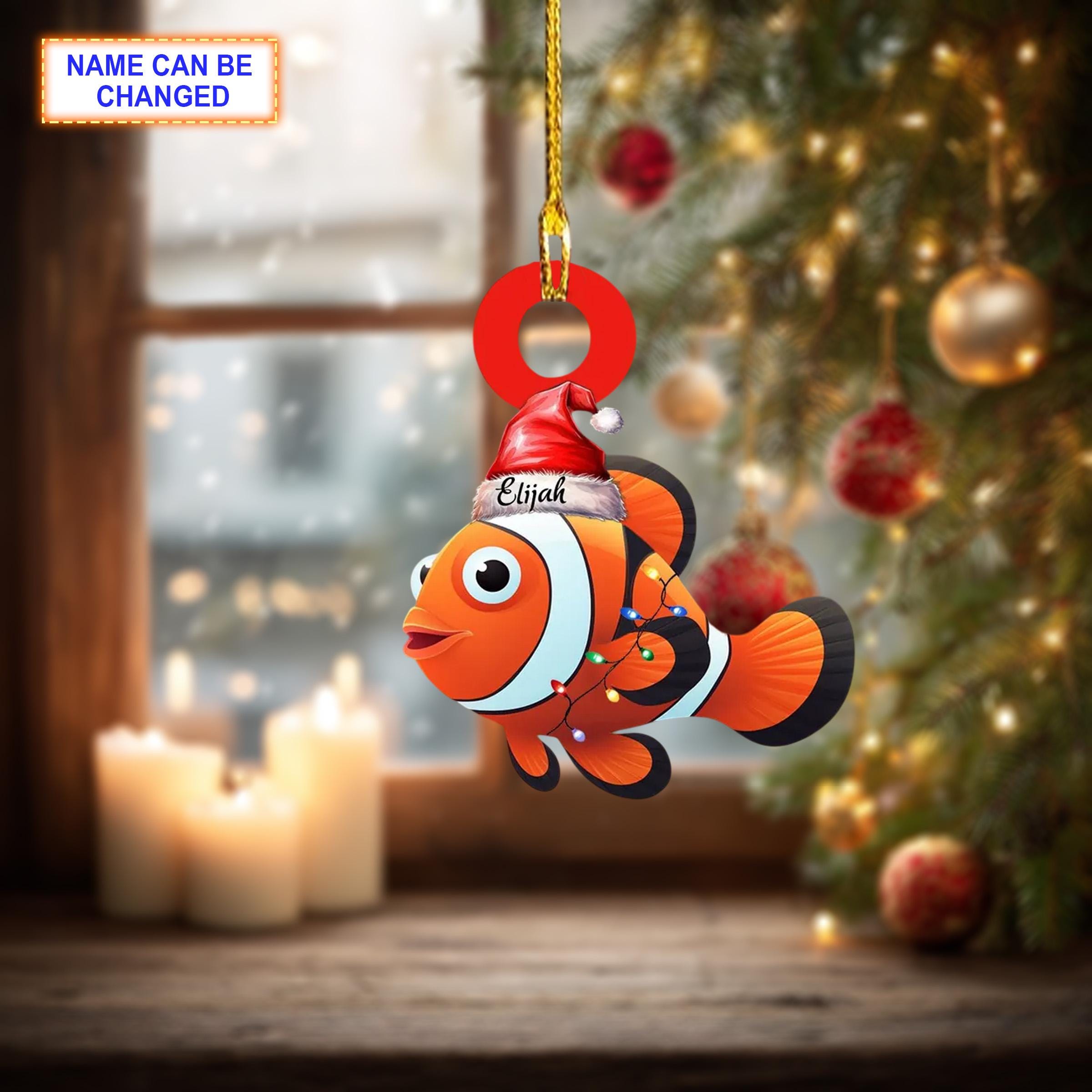 Custom Name Clownfish Personalized Ornament – Christmas Tree Hanging Decor - Image 2