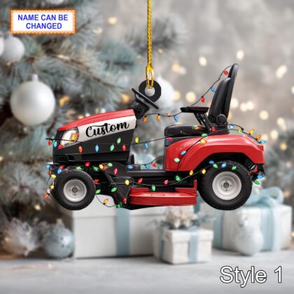 Personalized Lawn Mowers Christmas Ornament 2025 – Riding Mower Tree Hanging Decoration with Xmas Lights