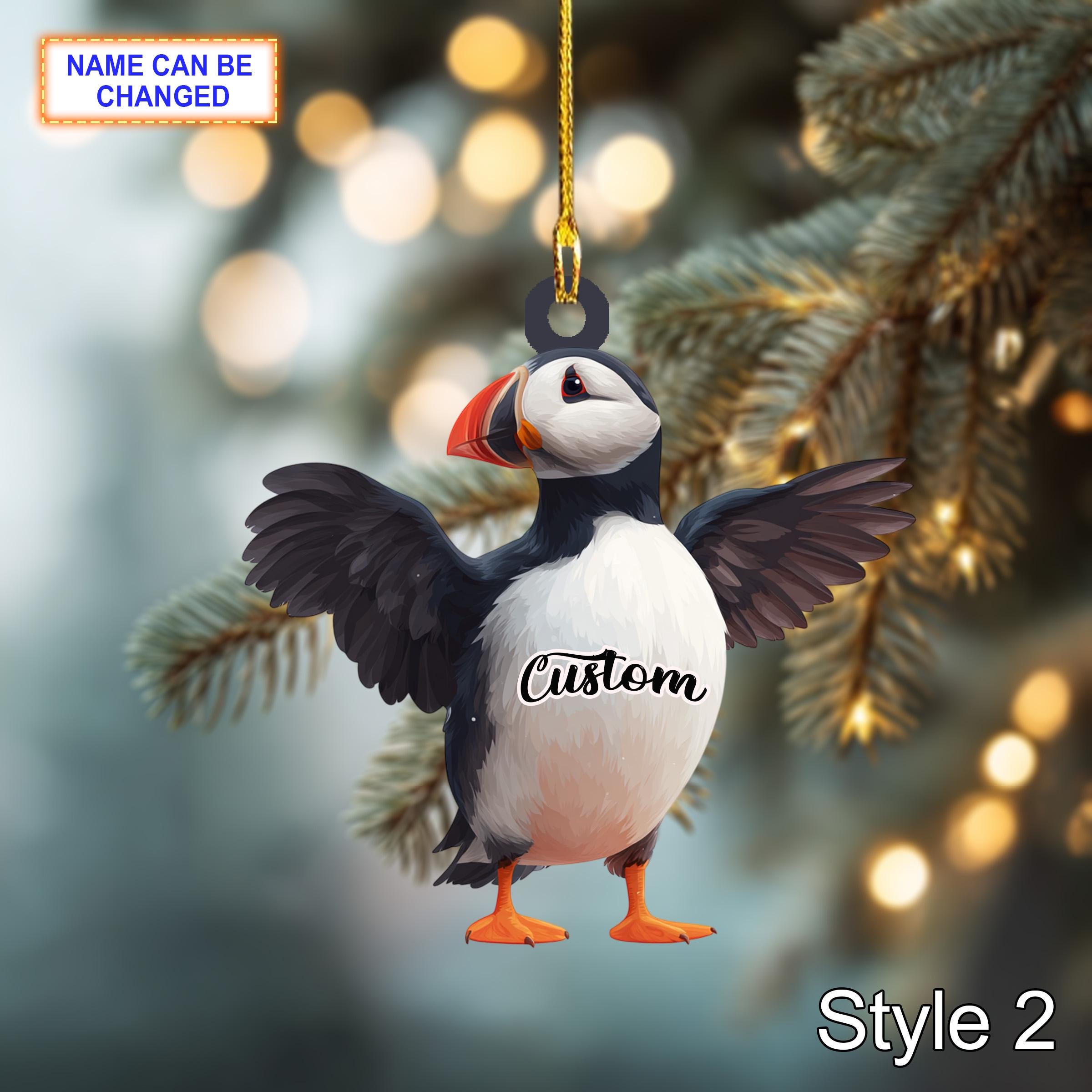 Puffin Wooden Christmas Ornament – Eco Friendly Tree Hanging Bauble Decoration - Image 4