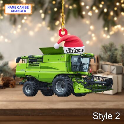 Farmer Combine Harvester acrylic 2D flat Christmas ornament - Image 4