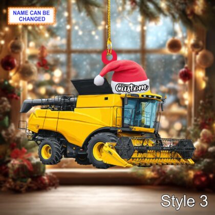 Farmer Combine Harvester acrylic 2D flat Christmas ornament - Image 5