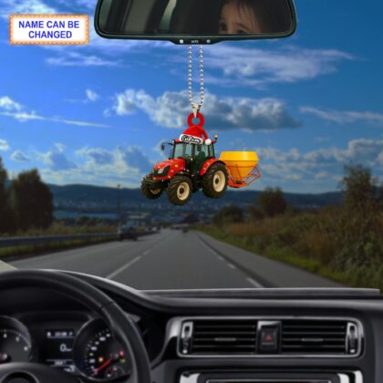 Alternative view of Farmer Mounted Fertilizer Spreader acrylic 2D flat Christmas ornament