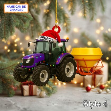 Farmer Mounted Fertilizer Spreader acrylic 2D flat Christmas ornament - Image 6