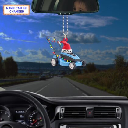 Alternative view of Farmer Lawn Mower acrylic 2D flat Christmas ornament – festive tree hanging acrylic decor