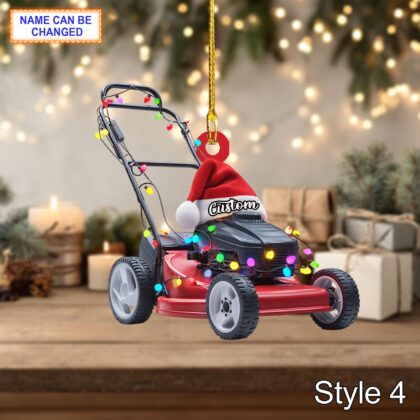 Farmer Lawn Mower acrylic 2D flat Christmas ornament – festive tree hanging acrylic decor - Image 6