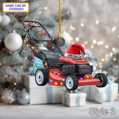 Farmer Lawn Mower acrylic 2D flat Christmas ornament – festive tree hanging acrylic decor - Image 5
