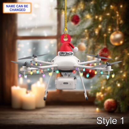 Farmer Agricultural Spraying Drone acrylic 2D flat Christmas ornament