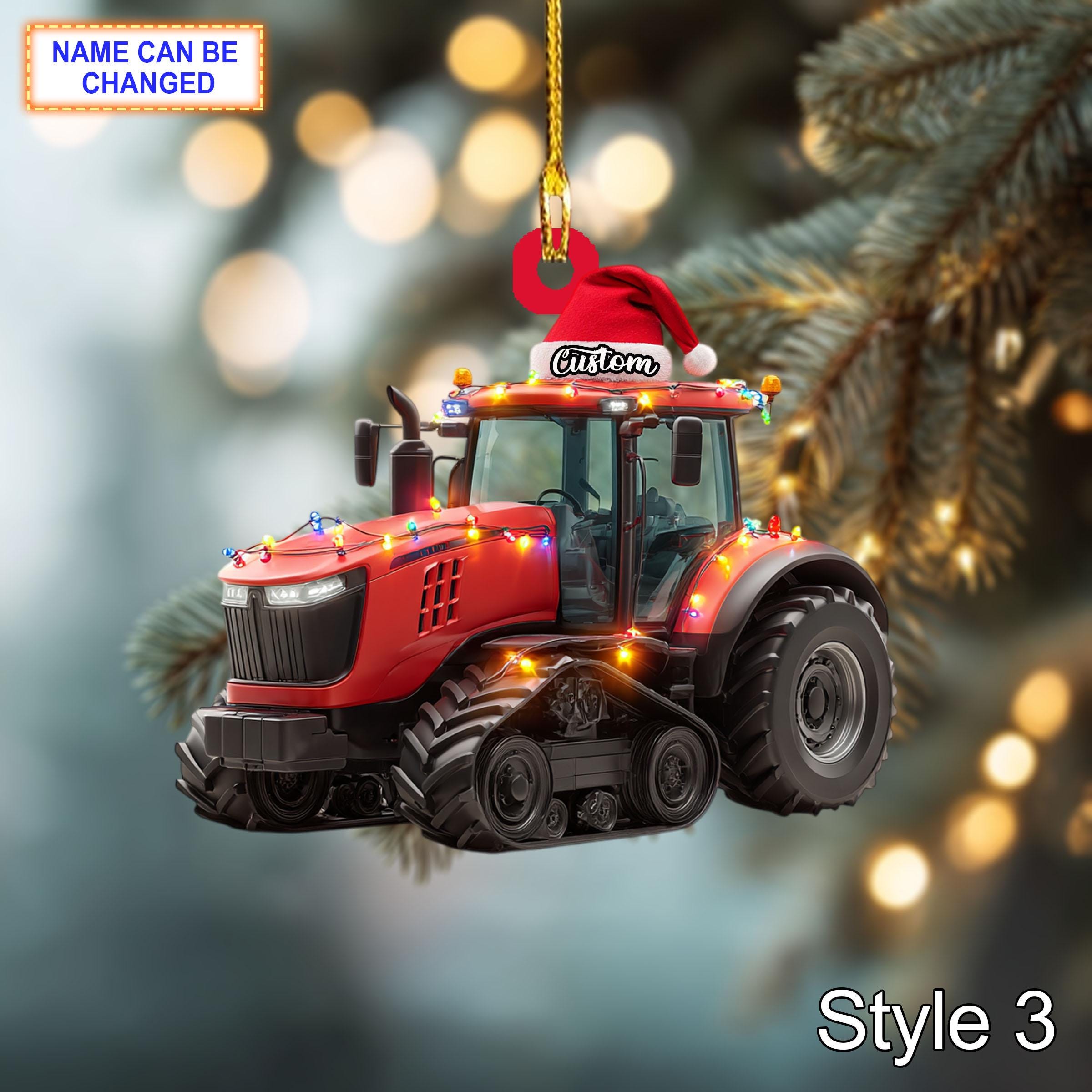 Farmer Tracked Tractor acrylic 2D flat Christmas ornament - Image 5
