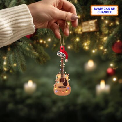 Musical Guitar acrylic 2D flat Christmas ornament – festive tree hanging acrylic holiday decoration - Image 3