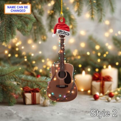 Musical Guitar acrylic 2D flat Christmas ornament – festive tree hanging acrylic holiday decoration - Image 4