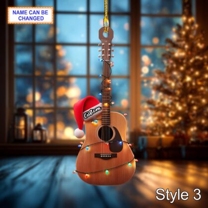 Musical Guitar acrylic 2D flat Christmas ornament – festive tree hanging acrylic holiday decoration - Image 5