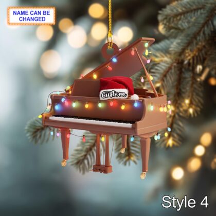 Musical Piano acrylic 2D flat Christmas ornament – festive tree hanging acrylic holiday decoration - Image 6