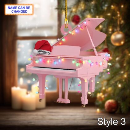 Musical Piano acrylic 2D flat Christmas ornament – festive tree hanging acrylic holiday decoration - Image 5