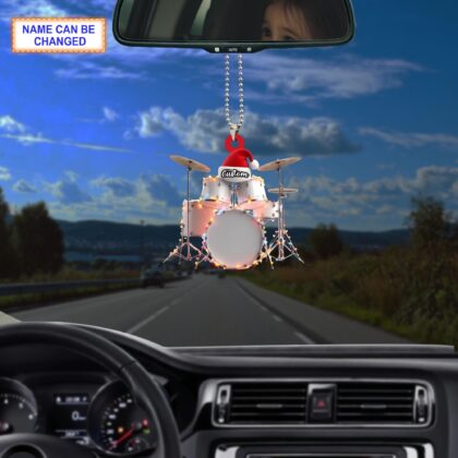 Alternative view of Musical Drum Set acrylic 2D flat Christmas ornament – festive tree hanging acrylic holiday decoration