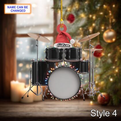 Musical Drum Set acrylic 2D flat Christmas ornament – festive tree hanging acrylic holiday decoration - Image 6
