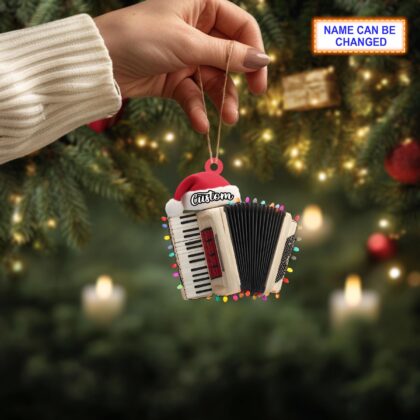 Musical Accordion acrylic 2D flat Christmas ornament – festive tree hanging acrylic holiday decoration - Image 2