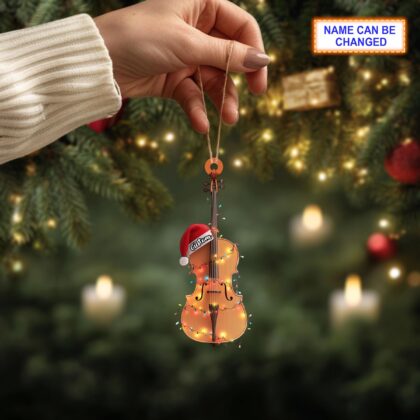 Musical Mandolin acrylic 2D flat Christmas ornament – festive tree hanging acrylic holiday decoration - Image 2