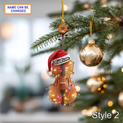 Musical Mandolin acrylic 2D flat Christmas ornament – festive tree hanging acrylic holiday decoration - Image 4