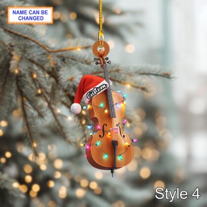 Musical Mandolin acrylic 2D flat Christmas ornament – festive tree hanging acrylic holiday decoration - Image 6