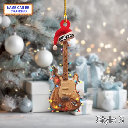 Musical Electric Guitar acrylic 2D flat Christmas ornament - Image 5