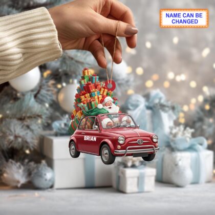 Custom Name Santa Drives Car Personalized Ornament – Christmas Tree Hanging Decor - Image 3
